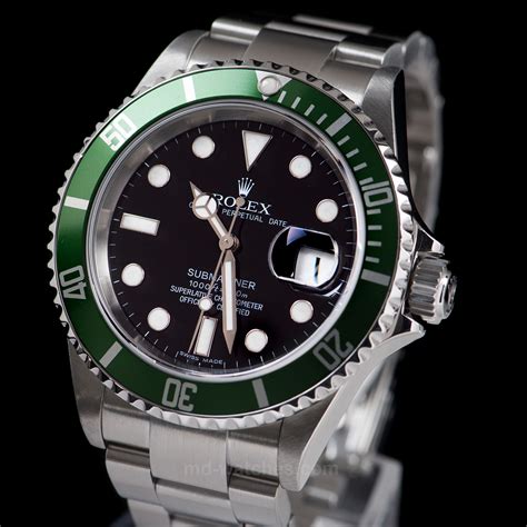 rolex submariner black face green bezel|rolex submariner green bezel price.